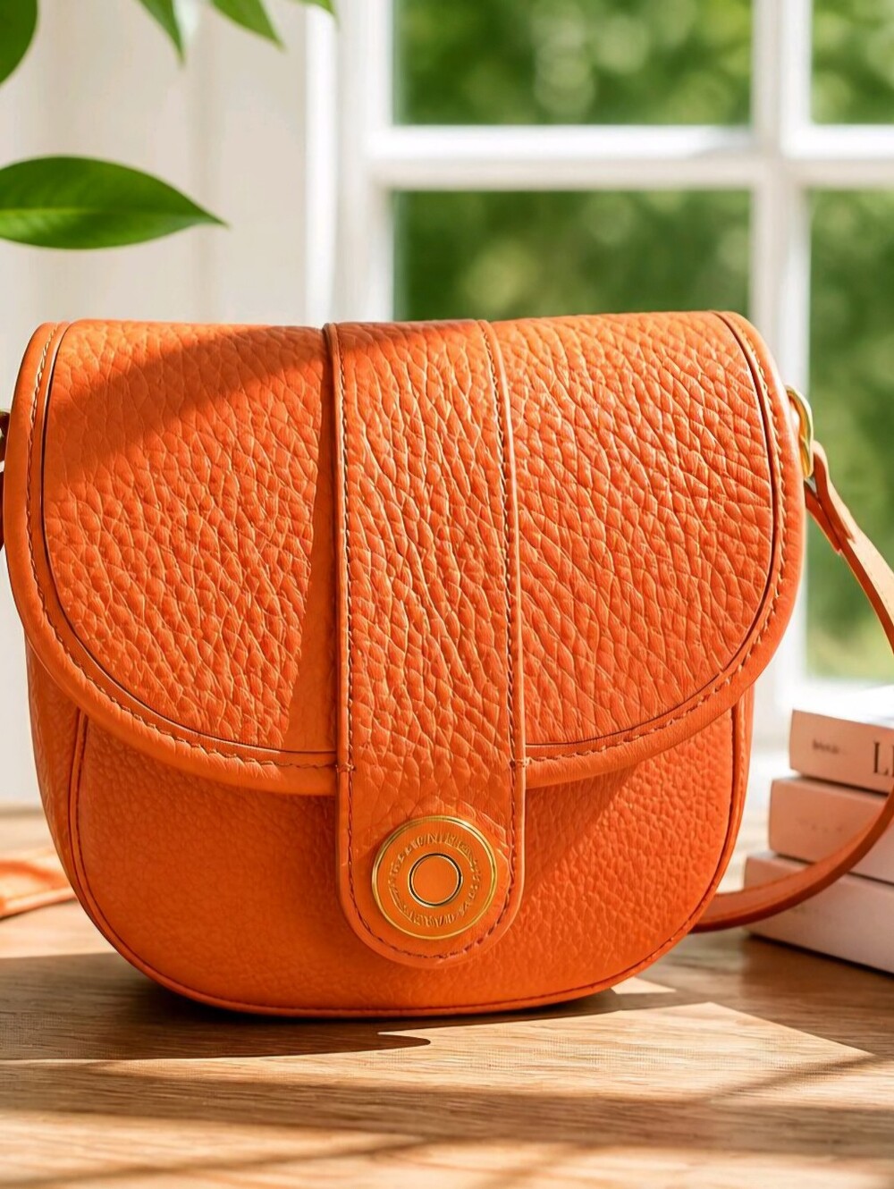 Isaac Mizrahi Purse Pebbled Leather Crossbody Shoulderbag in a Peachy-Or…